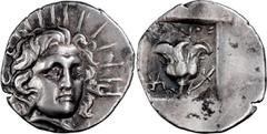 Ancient Greek Caria, Rhodes. Achaean League Hemidrachm, ex BCD; Caria, Rhodes; c. 170-150 BC, Hemidrachm, 1.38g. Cf. SNG Keckman-642 ff. Obv: Radiate head of Helios facing slightly r. Rx: Rose in incu