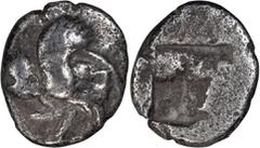 Ancient Greek Ionia, Clazomenae. Alexandria Diobol; Ionia, Clazomenae; 5th cent. BC, Diobol, 1.00g. Kayhan-336, SNG Aulock-1983. Obv: Forepart of winged boar r. Rx: Incuse.. VG