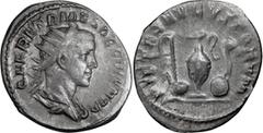 Roman Imperial Herennius Etruscus as Caesar. Antoninianus; Herennius Etruscus as Caesar; 250-251 AD, Rome, Antoninianus, 3.91g. RIC-143 (S), C-14 (3 Fr.). Obv: Q HER ETR MES DECIVS NOB C Radiate, drap