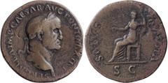 Roman Imperial Galba. Sestertius; Galba; 68-69 AD, Rome, Sestertius, 24.97g. Not in RIC or BMC with this obverse legend. Obv: SER GALBA IMP CAESAR AVG PONT MAX TR P Head laureate r. Rx: SALVS - AVGVST