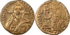 Byzantine Justinian II, First Reign, 685-695 AD. Solidus; Justinian II, First Reign, 685-695 AD; Constantinople, c. 692-695 AD, Solidus, 4.37g. Sear-1248, Berk-186 var., DO-7b, MIB-8. Obv: Facing port