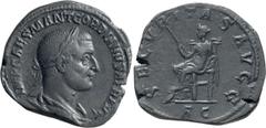 Roman Imperial Gordian I Africanus. Sestertius; Gordian I Africanus; 238 AD, Sestertius, Rome, 20.73g. BM-12, C-11 (70 Fr.), RIC-11 (R). Obv: IMP CAES M ANT GORDIANVS AFR AVG Bust laureate, draped, cu