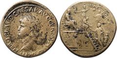 Roman Imperial Nero. Sestertius; Nero; 54-68 AD, Rome, 64 AD, Sestertius, 29.84g. Paris-261, pl. 44 (same dies), BMC-p. 224, note * (Paris). Obv: NERO CLAVD CAESAR AVG GERM IMP TR P IMP P P Head laure