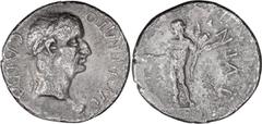 Roman Imperial Galba. Denarius; Galba; 68-69 AD, Spain, 68-69 AD, Denarius, 3.27g. BMC-p. 343, pl. 54.1 (Vienna, prob. same dies, C-14 (50 Fr.). Obv: IMPERATO (sic) GALBA Head laureate r. on globe. Rx