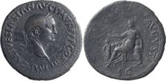 Roman Imperial Vespasian. Sestertius; Vespasian; 69-79 AD, Rome, 71 AD, Sestertius, 25.28g. Cf. RIC-282 (dupondius with same reverse type). Obv: IMP CAESAR VESPASIAN AVG P M TR P P P COS III Head laur