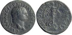 Roman Imperial Domitian as Caesar. 40-as; Domitian as Caesar; 70-81 AD, Rome, 77-78 AD, As, 10.72g. RIC-1056 (C). Obv: CAESAR AVG F DOMITIAN COS V Head laureate r. Rx: VICTORIA - AVGVST S - C Victory 