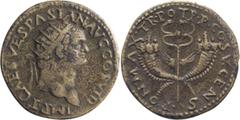 Roman Imperial Titus. Dupondius; Titus; 79-81 AD, 80-1 AD, Dupondius, 13.34g. Obv: IMP T CAES VESPASIAN AVG COS VIII around, Head radiate r. Rx: PON MAX - TR POT P P COS V CENS Winged caduceus between