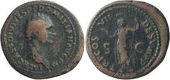 Roman Imperial Overweight Domitian. Dupondius; Overweight Domitian; 81-96 AD, Rome, 82 AD, Overweight Dupondius, 22.76g. RIC-108 (C2), BM-278, Paris-288. Obv: IMP CAES DIVI VESP F DOMITIAN AVG P M Hea