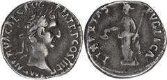 Roman Imperial Nerva. Denarius; Nerva; 96-98 AD, Rome, 97 AD, Denarius, 3.14g. BM-46, Paris-32, C-113, RIC-19. Obv: IMP NERVA CAES AVG PM TR P COS III PP Laureate head r. Rx: LIBERTAS PVBLICA Libertas