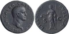 Roman Imperial Galba. 40-as; Galba; 68-69 AD, Rome, As, 11.74g. BM-146, Paris-185, C-124, RIC-372. Obv: IMP SER GALBA - CAES AVG [T]R P Head bare r. Rx: LIBERTAS - PVBLICA on l. and r., S - C across f