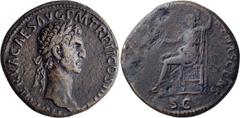 Roman Imperial Nerva. Sestertius; Nerva; 96-98 AD, Rome, 97 AD, Sestertius, 25.17g. BMC-p. 25 (citing Oxford). Obv: [IMP] NERVA CAES AVG P M TR P II COS III [P P] Head laureate r. Rx: [ROMA - R]ENASCE