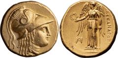 Ancient Greek Macedonia, Alexander III The Great, 336-323 BC. Stater; Macedonia, Alexander III The Great, 336-323 BC; Miletus, c. 325-323 BC, Stater, 8.61g. Price-2079. Obv: Helmeted head of Athena r.