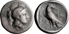 Ancient Greek Crete, Itanus. Achaean League Hemidrachm, ex BCD; Crete, Itanus; 320-270 BC, Hemidrachm, 2.50g. BMC-pg. 52, 17, Svoronos-32. Obv: Helmeted bust of Athena r. Rx: Eagle, head r.. Fine