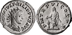 Roman Imperial Philip II as Augustus. Antoninianus; Philip II as Augustus; 247-249 AD, Antioch, 249 AD, Antoninianus, 3.87g. RIC-236, C-40. Obv: IMP M IVL PHILIPPVS AVG Bust radiate, draped, cuirassed