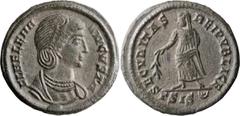 Roman Imperial Helena. AE 2; Helena; Siscia, AE 2, 2.89g. RIC-218. Obv: FL HELENA AVGVSTA, Bust of Helena, wearing necklace and mantle, right Rx: SECVRITAS REIPVBLICE, Securitas, draped, standing fron