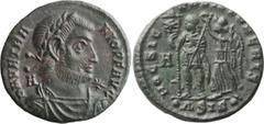 Roman Imperial Vetranio. Centenionalis; Vetranio; 350 AD, Siscia, Centenionalis, 5.40g. RIC-287 (S), C-4 (25 Fr.). Obv: D N VETRANIO P F AVG Bust laureate, draped, cuirassed r., seen from front; star 