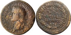 Roman Imperial Caligula. Sestertius; Caligula; 37-41 AD, Rome, 40-41 AD, Sestertius, 26.64g. Paris-116 (same dies), BM-p. 157 note, C-26 (8 Fr.), RIC-53 (R2). Obv: C CAESAR DIVI AVG PRON AVG P M TR P 