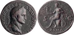 Roman Imperial Galba. 40-as; Galba; 68-69 AD, Lugdunum, As, 10.82g. Kraay-345-7 (3 spec.), BM-248, RIC-141. Obv: [SER] GALBA IMP CAES - AR AVG P M TR P [P P] Head laureate r. on [globe]. Rx: ROMA in e