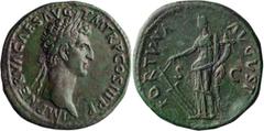 Roman Imperial Nerva. Sestertius; Nerva; 96-98 AD, Rome, 97 AD, Sestertius, 28.10g. BM-107, Paris-98, C-67 (5 Fr.), RIC-83. Obv: IMP NERVA CAES AVG - P M TR P COS III P P Head laureate r. Rx: FORTVNA 