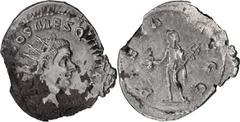Roman Imperial Hostilian as Caesar, fourrée antoninianus; 250-251 AD. Plated Antoninianus, 2.95g. Imitating RIC-178b and C-20. Obv: C VAL HOS MES QVINTV[S N C] Bust radiate, draped r. Rx: PIETA (sic, 