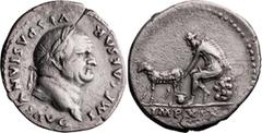 Roman Imperial Vespasian. Denarius; Vespasian; 69-79 AD, Rome, 77-78 AD, Denarius, 3.19g. RIC-978 (R3, pl. 12: this coin). Obv: IMP CAESAR - VESPASIANVS AVG Head laureate r. Rx: Goatherd seated l. mil