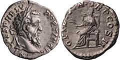 Roman Imperial Pertinax. Denarius; Pertinax; 193 AD, Rome, Denarius, 3.53g. BM-19, C-33 (60 Fr.), RIC-8a. Obv: IMP CAES P HELV - PERTIN AVG Head laureate r. Rx: OPI D[IVI]N - TR P COS II Ops seated l.