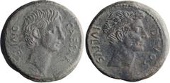 Roman Republic Octavian & Divus Julius Caesar. Sestertius; Octavian & Divus Julius Caesar; c. 38 BC, Sestertius, Cr-535/1; Sear, Imperators-308. Obv: CAESAR DIVI F Bare head of Octavian r. Rx: DIVOS I