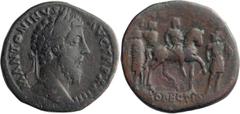 Roman Imperial Marcus Aurelius. Sestertius; Marcus Aurelius; 161-180 AD, Rome, 170 AD, Sestertius, 24.70g. RIC-978. Obv: M ANTONINVS AVG TR P XXIIII Laureate head r. Rx: PROFECTIO AVG S C COS III, Mar