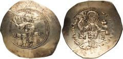 Byzantine Nicephorus III. AR Histamenon Nomisma; Nicephorus III; Constantinople, 1078-1081 AD, EL Histamenon Nomisma, 4.34g. S-1881, Berk-335. Obv: Christ seated facing on backless throne, wearing nim