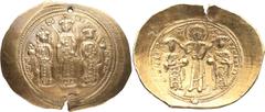 Byzantine Romanus IV. AR Histamenon Nomisma; Romanus IV; Constantinople, 1068-1071 AD, Histamenon Nomisma, 4.36g. DO-1, S-1859. Obv: Three figures standing: Christ, nimbate, in center, on dais, crowni