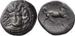 Ancient Greek Thessaly, Larissa. Tetradrachm; Thessaly, Larissa; 356-337 BC, Tetrachalkon, 9.98g. Rogers-279, BCD-387.5, HGC-517. Obv: Head of the nymph Larissa facing slightly l. Rx: ΛΑΡΙ-Σ-ΑΙΩΝ (par