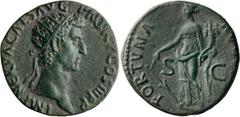 Roman Imperial Nerva. Dupondius; Nerva; 96-98 AD, Rome, 97 AD, Dupondius, 8.42g. BM-123, Paris-111, C-69, RIC-84. Obv: IMP NERVA CAES AVG - P M TR P COS III P P Head radiate r. Rx: FORTVNA - AV[GVST] 