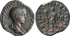 Roman Imperial Hostilian as Caesar. Sestertius; Hostilian as Caesar; 250-251 AD, Rome, Sestertius, 20.82g. RIC-216a (R), C-35 (15 Fr.). Obv: C [VALENS] HOSTIL MES QVINTVS N C Bust draped r., head bare