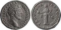 Roman Imperial Marcus Aurelius. Dupondius; Marcus Aurelius; 161-180 AD, Rome, 161 AD, Dupondius, 13.51g. BMC-p. 519, *. Obv: IMP CAES M AVREL - ANTONINVS AVG Head radiate r. Rx: PROV DEOR - TR POT XV 