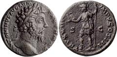 Roman Imperial Marcus Aurelius. 40-as; Marcus Aurelius; 161-180 AD, Rome, As, 9.65g. Cf. BMC-p. 606, *, (dupondius, As not in BMC). Obv: M ANTONINVS AVG ARM - [P]ARTH MAX Head laureate r. Rx: TR P XXI
