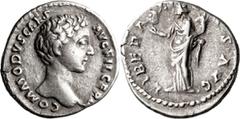 Roman Imperial Commodus. Denarius; Commodus; 177-192 AD, Rome, 175 AD, Denarius, 3.47g. BMC-633 note. Obv: COMMODVS CAES - AVG FIL GERM Head bare r. Rx: LIBERA - LI - [T]AS AVG on l. and r., Liberalit