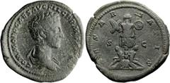 Roman Imperial Commodus as Caesar. Middle bronze; Commodus as Caesar; 167-177 AD, Rome, 175-6 AD, Middle Bronze, 13.77g. BMC-p. 645, (citing C-94, Paris). Obv: COMMODO CAES AVG FIL GERM SA[RM] Bare-he
