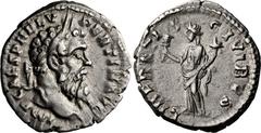 Roman Imperial Pertinax. Denarius; Pertinax; 193 AD, Rome, Denarius, 3.18g. RIC-5, C-28 (150 Fr.). Obv: IMP CAES P HELV - PERTIN AVG Head laureate r. Rx: LIBERATI - S - CIVIBVS Liberalitas standing l.