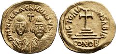 Byzantine Revolt of the Heraclii. Solidus; Revolt of the Heraclii; Summer 608 AD-5 October 610 AD. Alexandria, 608/9 AD, Solidus, 4.48g. DO-13 (under Alexandria), Sear-720 (under Alexandria), BMC-337 