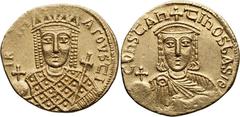 Byzantine Constantine VI and Irene. Solidus; Constantine VI and Irene; Constantinople, c. 792-7 AD, Solidus, 4.47g. Berk-235, DO-3, S-1594. Obv: IR[InH] - AΓOVStI Bust of Irene facing, wearing crown a