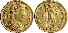 Roman Imperial Magnus Maximus. Solidus; Magnus Maximus; 383-388 AD, Trier, Solidus, 4.48g. RIC-76. Obv: D N MAG MA - XIMVS P F AVG, Rosette-diademed, draped, cuirassed r., seen from front. Rx: RESTITV