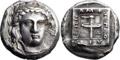 Ancient Greek Macedonia, Amphipolis. Tetradrachm; Macedonia, Amphipolis; Likely 366/5 BC, Tetradrachm, 14.40g. Lorber-Extremely close to Rx 17b/R14. Obv: Laureate head of Apollo, facing three-quarters