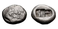 Lydia, Croesus; 565-546 BC, Siglos, 5.36g. Berk-13. Obv: Confronted foreparts of a roaring lion and a bull. Rx: Oblong punch divided into two squares.Exceptionally nice, very well struck and nicely ce