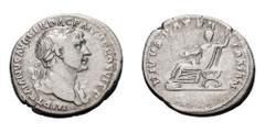 Trajan; 98-117 AD, Denarius, Rome, 112 AD, 3.38g. Bust variant of Woytek-406b, BM-500, C-140 (25 Fr.), and RIC-252. Obv: IMP TRAIANVS AVG GER DAC P M TR P COS VI P P Bust laureate r. with Medusa head,