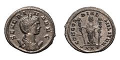 Severina; Ticinum, Sept.-Nov. 275 AD, after death of Aurelian, Antoninianus, 3.93g. Göbl-79Aa5 (19 spec.), Paris-pp. 328-9 (13 spec. in La Venera hoard), RIC-8 (C), C-7 (2 Fr.). Obv: SEVERI - NA AVG B