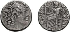 Seleucid, Philip I Philadelphus; Posthumus issue under Roman administration, 47-14 BC, Antioch mint. Tetradrachm, 15.02g. SC-2491. Obv: Diademed head of Philip I r., fillet border. Rx: Zeus seated l. 