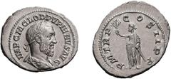 Pupienus Mule, rev. of Balbinus; 238 AD, Rome, Denarius, 3.65g. BM-50, C-29 (10 Fr.), RIC-5. Obv: IMP C M CLOD PVPIENVS AVG Bust laureate, draped, cuirassed r. Rx: P M TR P - COS II P P Genius of the 