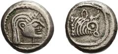 Greek Black Sea, Colchis. Achaean League Hemidrachm, ex BCD; Black Sea, Colchis; 5th-4th Century BC, Hemidrachm, 2.25g. BM-5, SNG Cop-98. Obv: Archaic female head r. Rx: Head of bull r. Ex Berk 181, 7