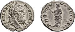 Roman Pertinax. Denarius; Pertinax; 193 AD, Rome, Denarius, 2.96g. BM-13, C-43 (50 Fr.), RIC-11a (R2). Obv: IMP CAES P HELV - PERTIN AVG Head laureate r. Rx: PROVID - DEOR COS II The Human Race standi