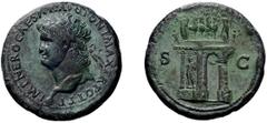 Roman Nero. Sestertius; Nero; 54-68 AD, Lugdunum, 66-8 AD, Sestertius, 25.32g. RIC-500, BM-333, C-309 (12 Fr.), Paris-Pl. XXXVIII, 139-140 (from different dies). Obv: IMP NERO CAESAR AVG PONT MAX TR P